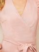 60s Puff Sleeve Surplice Neck Wrap Belted Dress