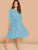 Scallop Trim Belted Flare Dress