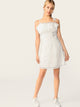 Tie Strap Ruffle Trim Swiss Dot Cami Dress