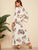Floral Print Flounce Sleeve Belted Maxi Dress