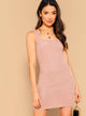 Solid Rib-knit Bodycon Tank Dress