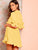 Deep V Neck Ruffle Trim Pleated Dress