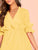Deep V Neck Ruffle Trim Pleated Dress