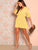 Deep V Neck Ruffle Trim Pleated Dress