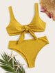 Knot Front Top With Panty Bikini Set