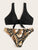 Tie Front Top With Snake Print Bikini Set