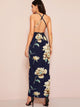 Floral Print High Split Cross Back Cami Dress