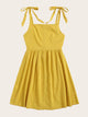 Self Tie Shoulder Button Up Dress