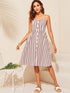 Colorful Striped Button Front Slip Dress