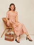 Puff Sleeve Pocket Patched Button Up Dress