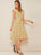 Ditsy Floral Print Ruffle Cuff Self Belted Dress