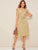 Ditsy Floral Print Ruffle Cuff Self Belted Dress
