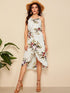 Floral Print Tie Neck Tulip Hem Cami Dress
