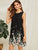 Flower & Leaf Print Trapeze Dress