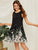 Flower & Leaf Print Trapeze Dress