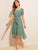 Allover Sunflower Print Lace Trim Belted Dress