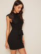  Lace Bodice Belted Bodycon Dress