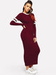 Striped Detail Rib-knit Bodycon Dress