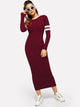 Striped Detail Rib-knit Bodycon Dress