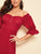 Button Front Ruffle Puff Sleeve Flare Bardot Dress