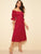 Button Front Ruffle Puff Sleeve Flare Bardot Dress