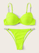 Neon Lime Underwired Top With Glitter Strap Bikini