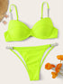 Neon Lime Underwired Top With Glitter Strap Bikini