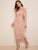 Surplice Neck Puff Sleeve Split Pencil Dress