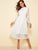 Scallop Mock Neck Sheer Balloon Sleeve Lace Dress