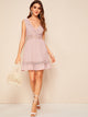 Surplice Lace Panel Ruffle Hem Dress