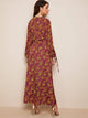 Chain Print Knot Cuff Maxi Dress