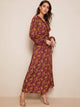 Chain Print Knot Cuff Maxi Dress