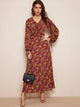 Chain Print Knot Cuff Maxi Dress