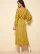 Print Plunging Neck Tie Front Maxi Dress