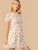 Floral Print Mock Neck Ruffle Trim Shirred Dress