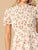 Floral Print Mock Neck Ruffle Trim Shirred Dress
