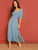 Tied Ruffle Neck Smocked Split Maxi Dress