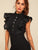 Mock-neck Fishnet Mesh Ruffle Trim Pencil Dress