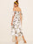 Floral Print Shirred Knot Cuff Off Shoulder Dress