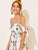Floral Print Shirred Knot Cuff Off Shoulder Dress