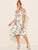 Floral Print Shirred Knot Cuff Off Shoulder Dress