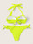 Neon Lime Twist Underwired Top With Tie Side Bikini