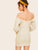 Button Front Shirred Bardot Dress