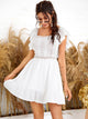 Ruffle Hem Eyelet Embroidered Lace Insert Dress