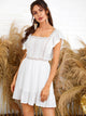 Ruffle Hem Eyelet Embroidered Lace Insert Dress