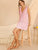 Knot Shoulder Button Front Striped Ruffle Hem Dress