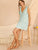 Knot Shoulder Button Front Striped Ruffle Hem Dress