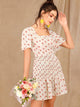 Floral Print Shirred Tie Back Dress
