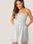 Shirred Bodice Pocket Side Striped Dress With Tie Strappy