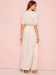 V Neck Ruffle Trim Lace Insert Maxi Dress